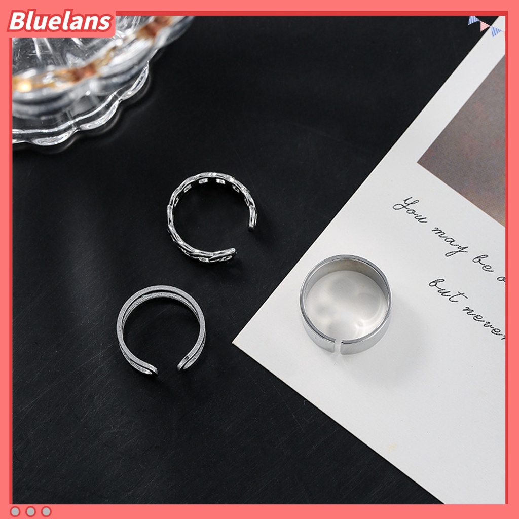 [BLS] 3pcs /Set All-match Terbuka Dapat Disesuaikan Stackable Finger Ring Knuckle Ring Perhiasan Aksesori