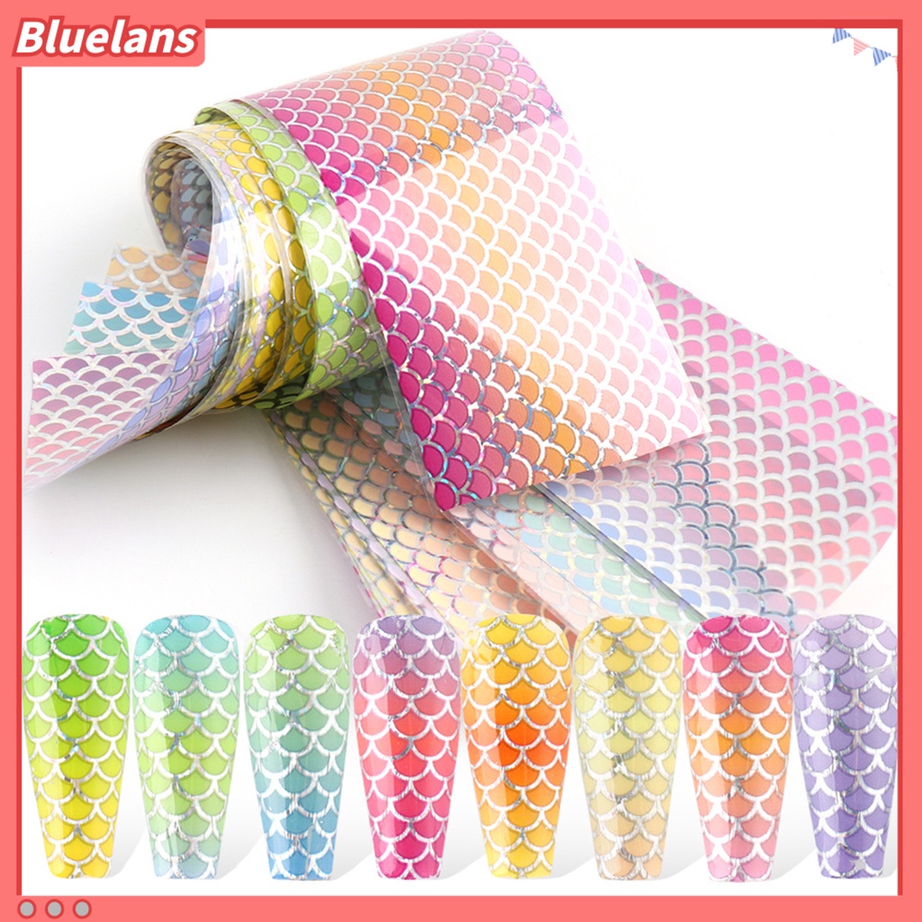 [BLM] 10pcs /Set Nail Mermaid Decals Squama Style DIY Colorful Nail Foil Sisik Ikan Gradien Transfer Untuk Manicure