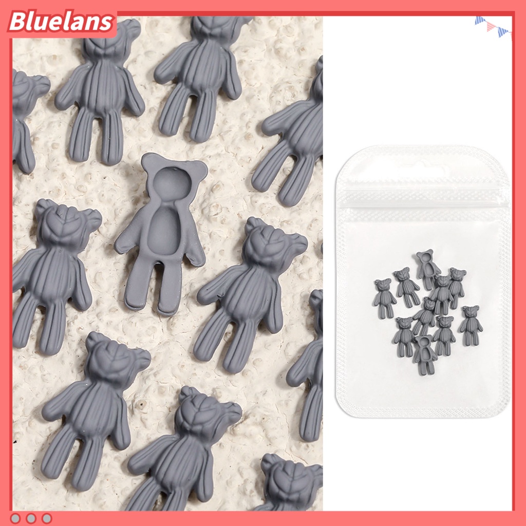 [BLM] 10pcs /Set Hiasan Kuku Permukaan Buram Efek 3D Ringan Lucu Kartun Beruang Nail Art Dekorasi Untuk Perempuan