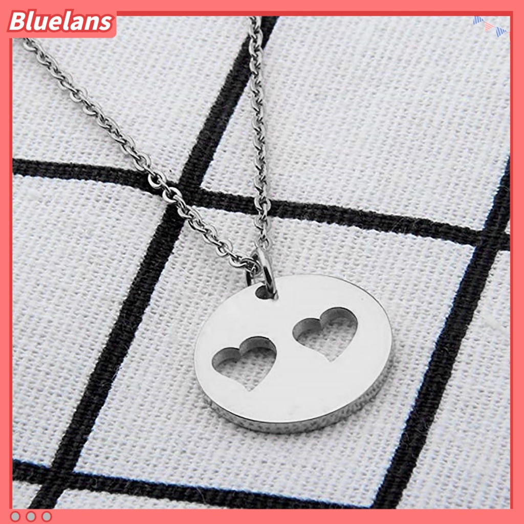 [BLS] 1pc/1 Set Liontin Kalung Beberapa Layer Finishing Terang Hollowed Heart Pendant Berbentuk O Rantai Leher Dekorasi Perhiasan Geometris Kalung Stainless Steel Untuk Pesta