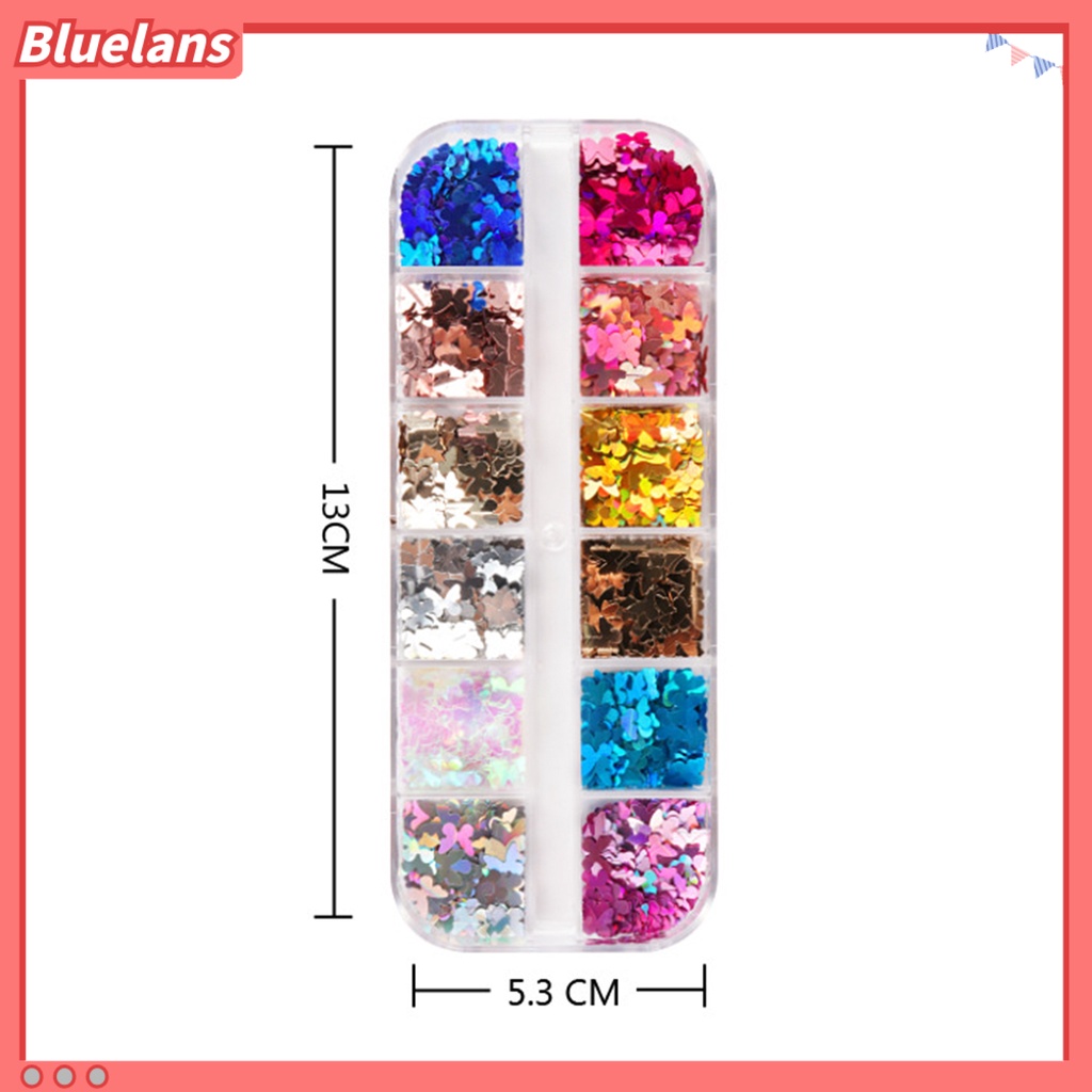 [BLM] 12kisi-kisi/kotak Paku Sequin Butterfly Nail Art DIY Ringan Indah Untuk Musim Panas