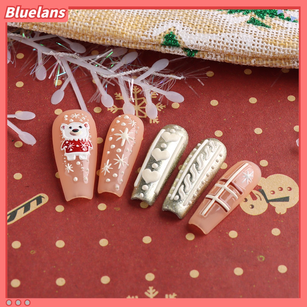 [BLM] Stiker Kuku Efek 3D Tidak Luntur Perekat Diri DIY Mini Snowflakes Slider Natal Stiker Kuku Timbul Untuk Perempuan