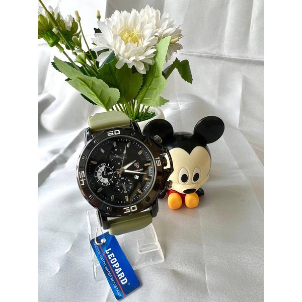 Jam Tangan LEOPARD Original Chrono Sport Strabp Rubber Water Resist A1