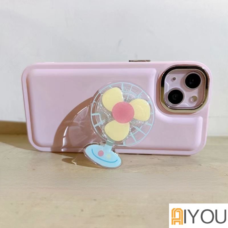 IPHONE Casing Ponsel Holder Kipas Yang Dapat Diputar Kreatif Untuk Iphone14 12 11 13 Pro Max Korea Jepang Warna Permen Gadis Lucu Lembut Silikon Cover