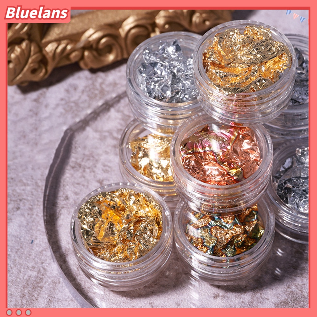 [BLM] 12pcs /Set Foil Kuku Ultra Tipis Mudah Ditempel Foil Kuku Emas Ringan Sequin Flakes Untuk Manicure