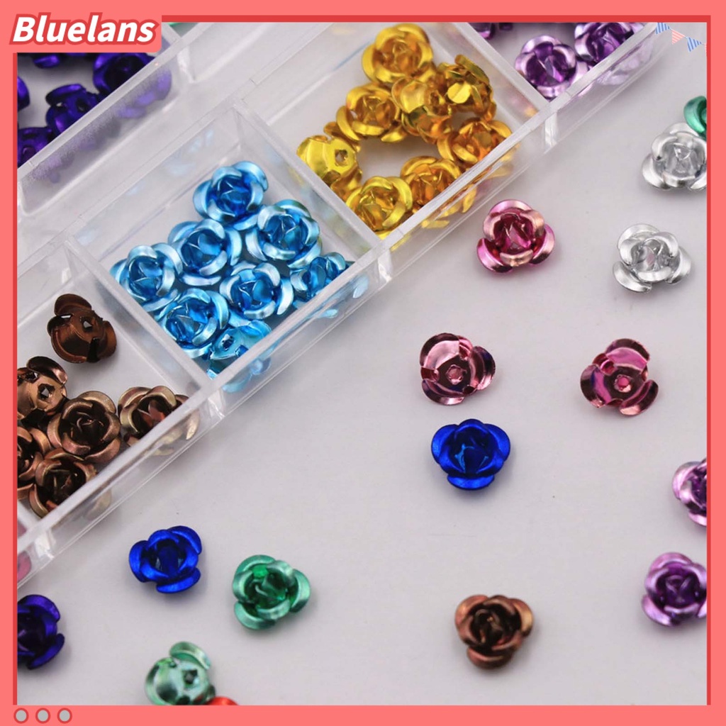 [BLM] 1kotak Flower Nail Art Anti Karat Anti Jatuh Novel 3D Stud Kuku Bunga Bahan Metal Untuk Kuku