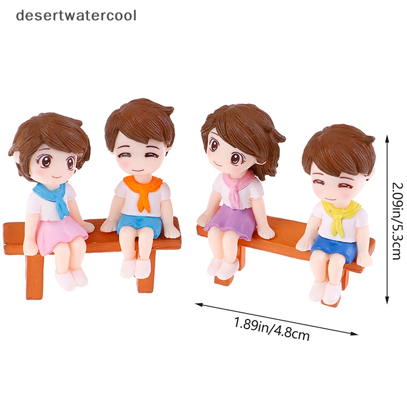 Deid 1set Sweet Couple DIY Patung Miniatur Mini Taman Deco Kursi Lanskap Mikro Martijn