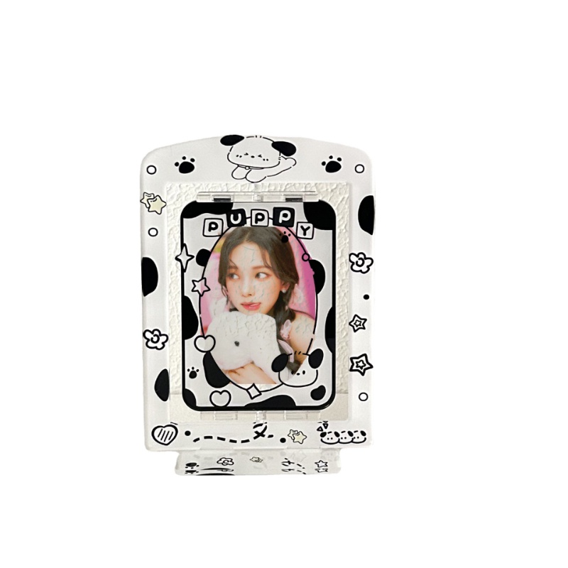 3inch Puppy&amp;Cat Rotatable Card Holder Kpop Lomo Photocard Display Frame Akrilik Desktop Cards Stander