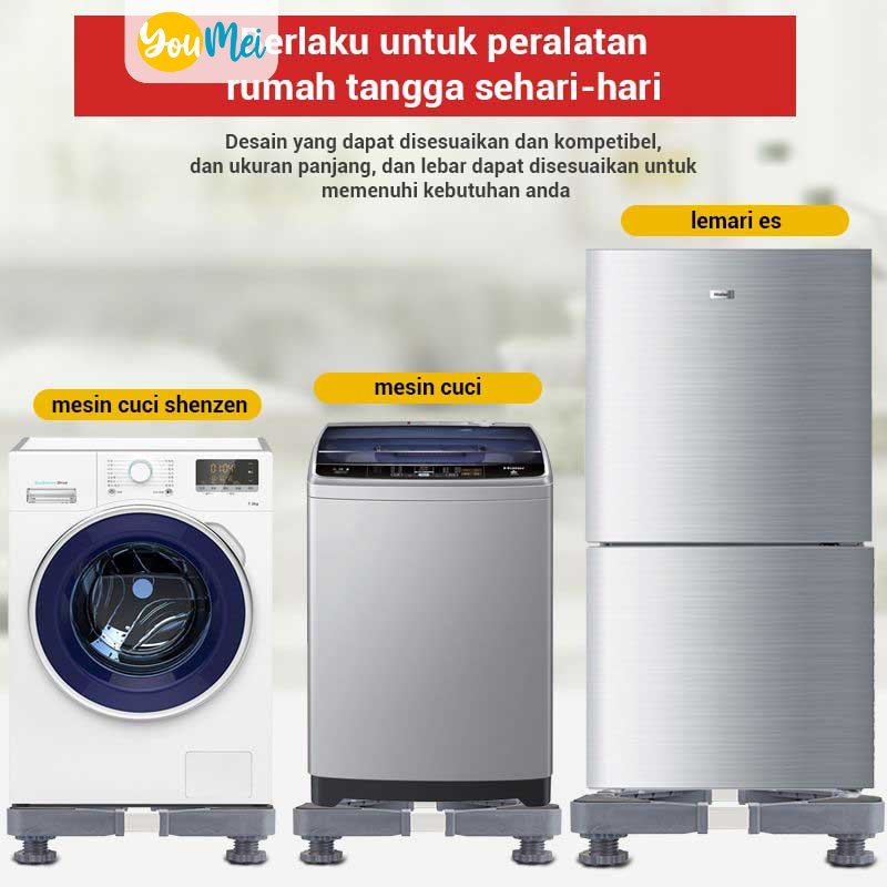 Set Tempat Sandaran Dorong Dengan Kaki Roda Tatakan Alat Berat / Kompor / Mesin Cuci / Lemari / Laci / Kulkas / Meja / Televisi TV Serbaguna Multifungsi Adjustable - 1112