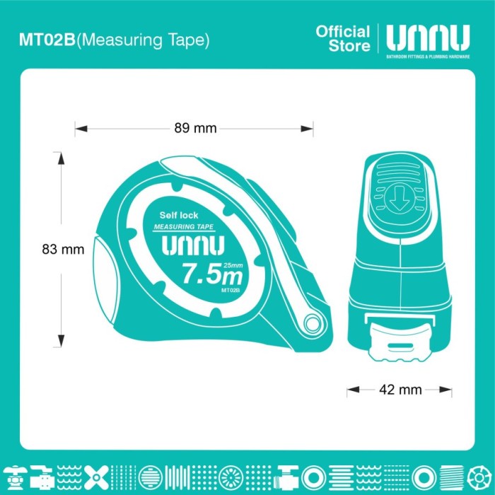 Meteran MT02B 7,5M Merk Unnu