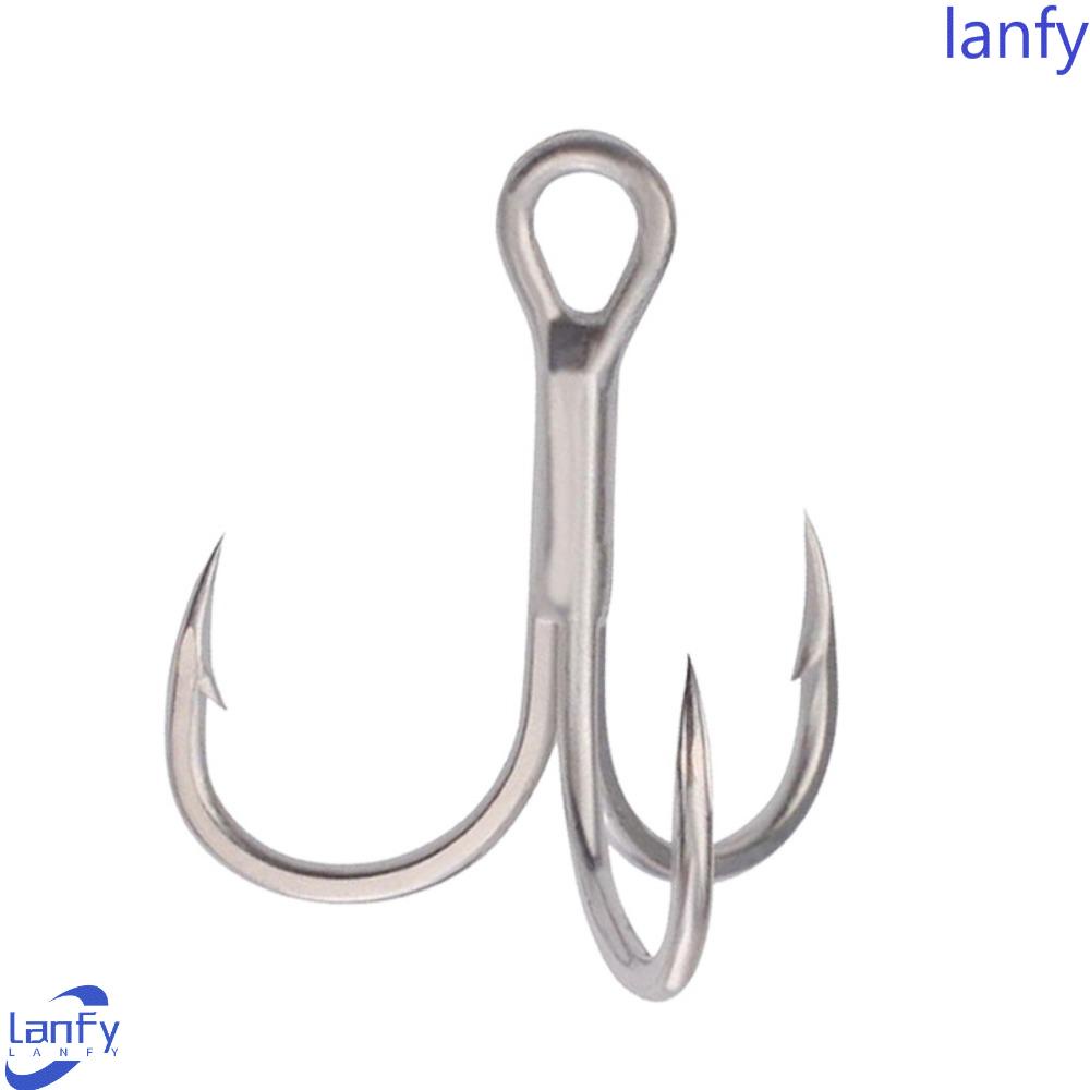 Lanfy Memancing Treble Hook Hard Lure Putaran Bengkok Getaran Baja Karbon Tinggi Rotary Diperkuat Las Treble Hooks