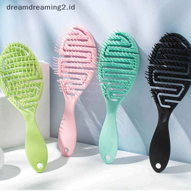 (drea) Sikat Basah DryCurved Comb Massage Comb Fluffy Shape Ribs Curling Comb Pada Rambut Basah //