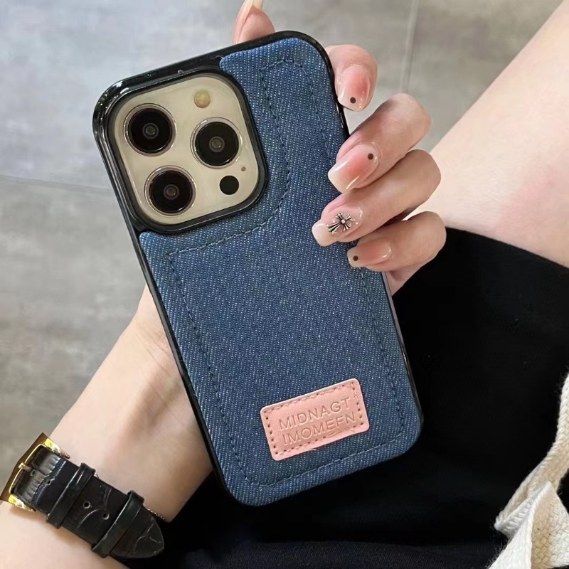 IPHONE Casing Denim Tren Dipakai Untuk Iphone13 14 12 11 Pro Max Ponsel Pasangan Perlindungan Fashion Soft Case