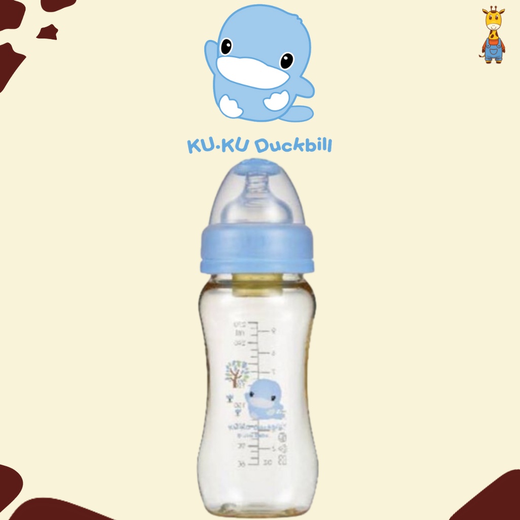 Kuku Duckbill PES Wide Neck Bottle Anti Colic 280ml KU5827 - Botol Susu