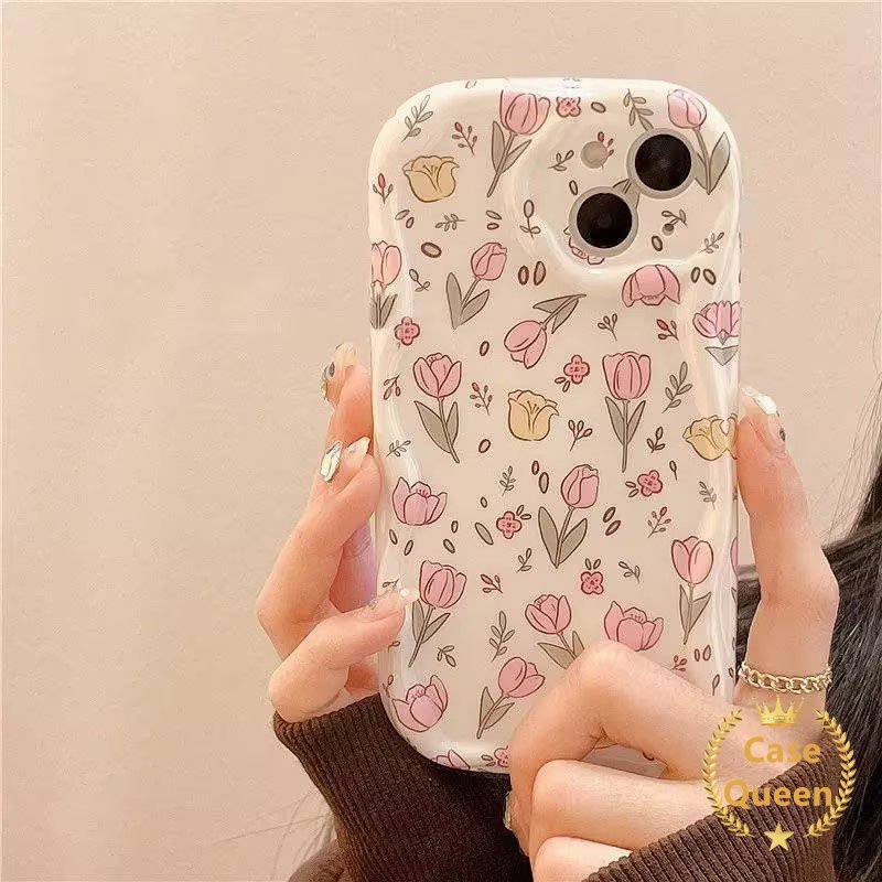 Casing 3D Wavy Curved Edge Glossy Untuk Samsung A04s A52s A24 A50s A14 A13 A13 A52 A12 A32 A30s A50 M12 Clear Fresh Flowers Floral Tpu Soft Cover