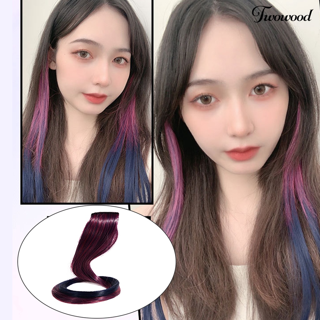 Twowood 1set Wig Piece Adjustable Multicolor Fluffy Natural Hair Extension Alat Makeup Sorot Ringan Ekstensi Rambut Wig Untuk Wanita