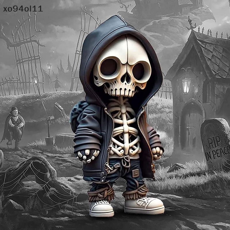 Xo Patung Kerangka Keren Halloween Skeleton Doll Resin Ornamen OL