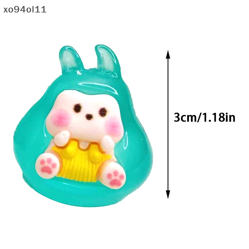 Xo 1Pc Luminous Kiki Ornamen Kartun Kelinci Boneka Bunny Micro Landscape Dekorasi Rumah Boneka Miniatur Mainan OL