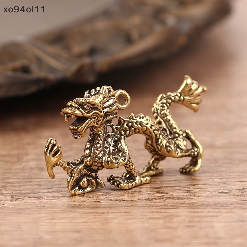 Xo 1Pc Kuningan Padat Zodiak Naga Patung Kecil Desktop Ornamen Feng Shui Dekorasi OL