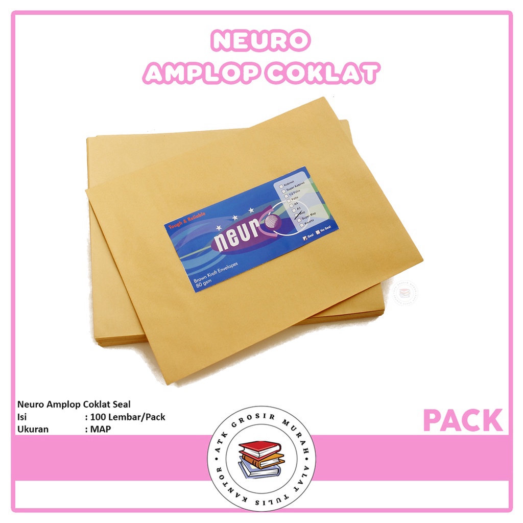 

NEURO - Amplop Coklat Polos Ukuran Map Seal - Pack