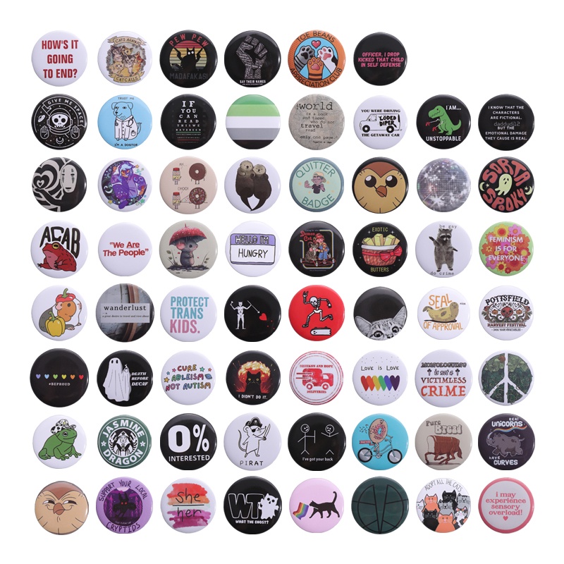 Qihejewelry 44MM Tinplate Ransel Lencana Kartun Hewan Fashion Bros Hadiah Untuk Teman Aksesoris Pakaian