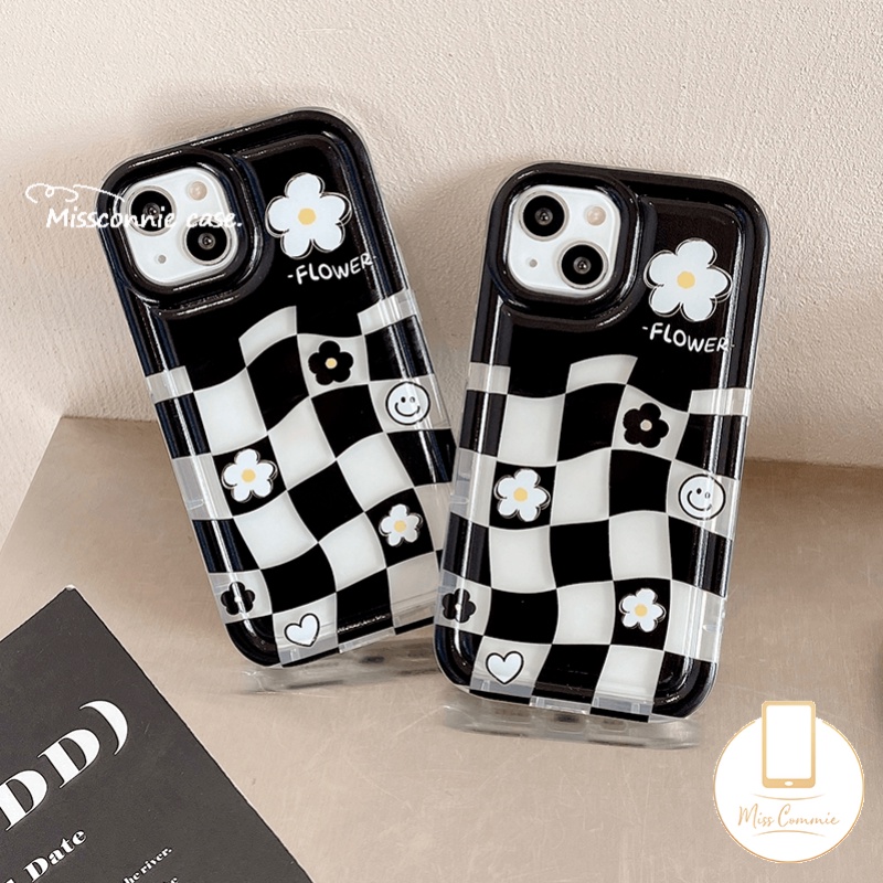 IPHONE Bunga Segar Daisy Pola Tidak Teratur Case Kompatibel Untuk Iphone7 8 6S 6plus11 XR 11 13 12 14 Pro MAX X XS MAX SE 2020love Heart Lucky Smile Shockproof Airbag Soft Case