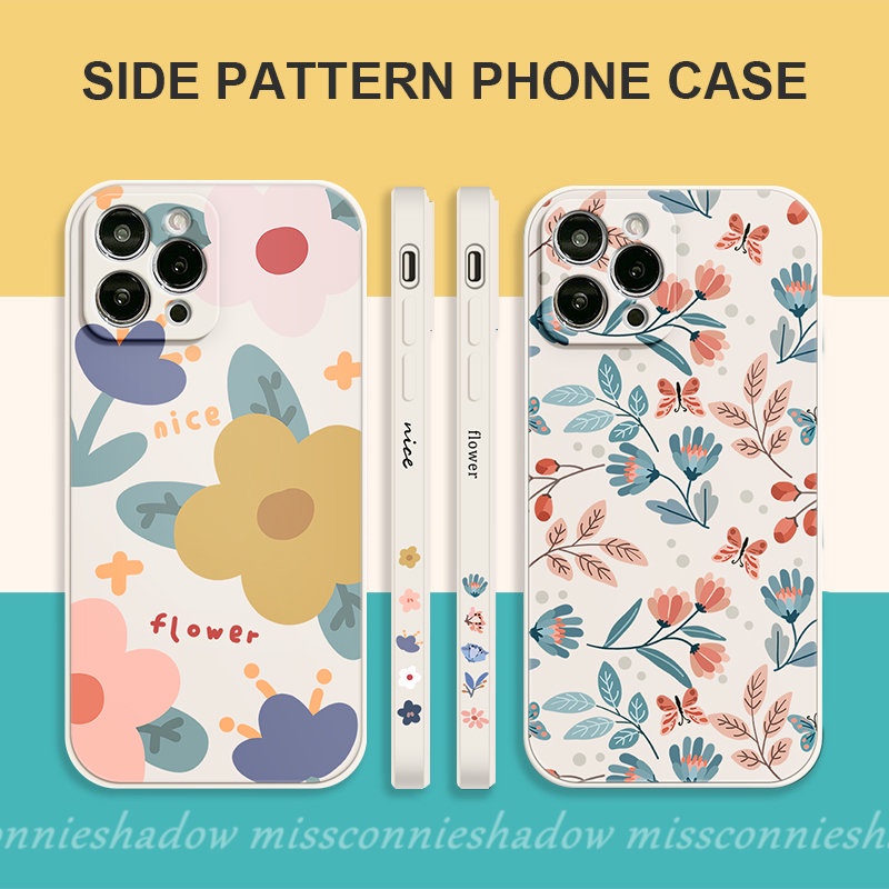 Casing Redmi 12C A1 9 10 9A 9T 9C NFC Note12 10s 11 11s 9 8 10 Pro Plus Mi 10 11 12 Lite 10T Poco M3 X3 Pro M4 F4 M5 M3 Pro F3 Motif Samping Fresh Flowers Daun Soft Floral Bunga