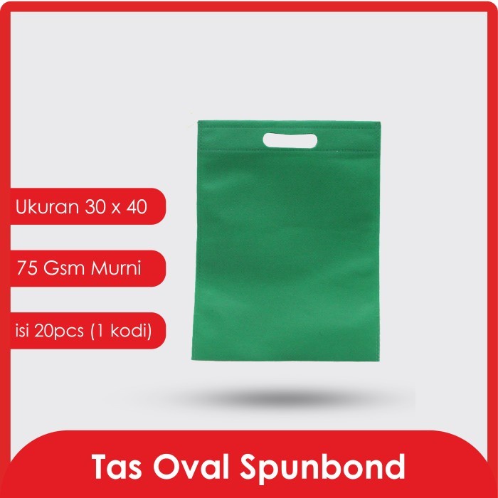 

[SC] GOODIE BAG SPUNBOND OVAL HIJAU TUA KODI 30X40 CM / TAS BELANJA MURAH