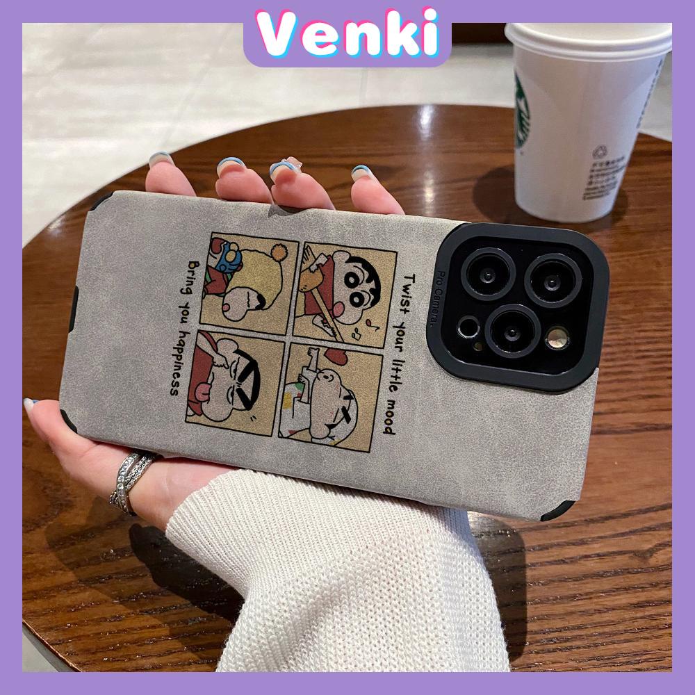 VENKI - Untuk iPhone 11 Case Leather Pupil Suede Case Soft Shockproof Case Kamera Sederhana Karakter Kartun Lucu Kompatibel dengan iPhone 14 13 Pro max 12 Pro max xr xs 7Plus 8Plus