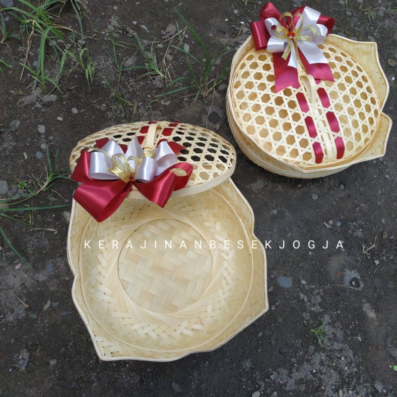 BESEK TERATAI  BLICING PITA /besek pita/hantaran/besek natural/besek Jogja/besek bambu/besek murah/b