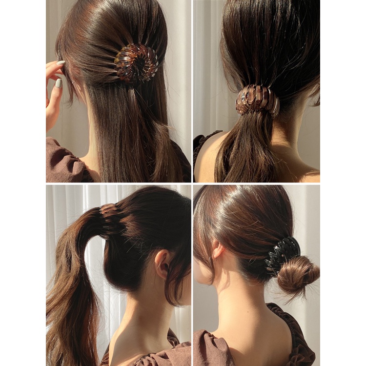 Musim Panas Sederhana Hiasan Kepala Bakso Rambut Cincin Sarang Burung Piring Rambut Set Ponytail Gesper Tetap Artefak Malas Klip Rambut Aksesoris Rambut Perempuan