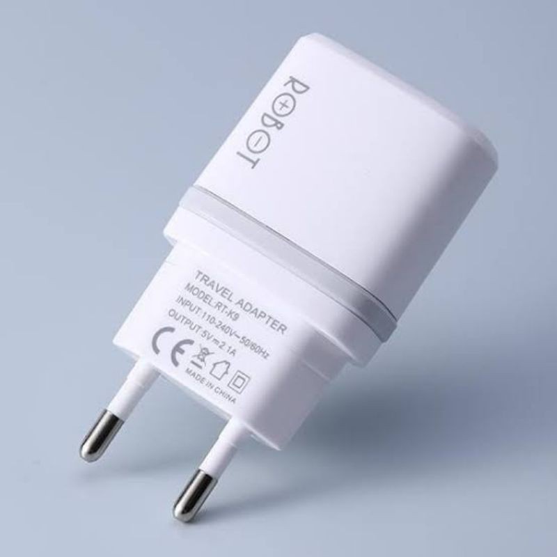 (ROBOT RK09) Power Charger Dual usb 2.1A Kabel micro Quick Charge 12W Smart Protection.