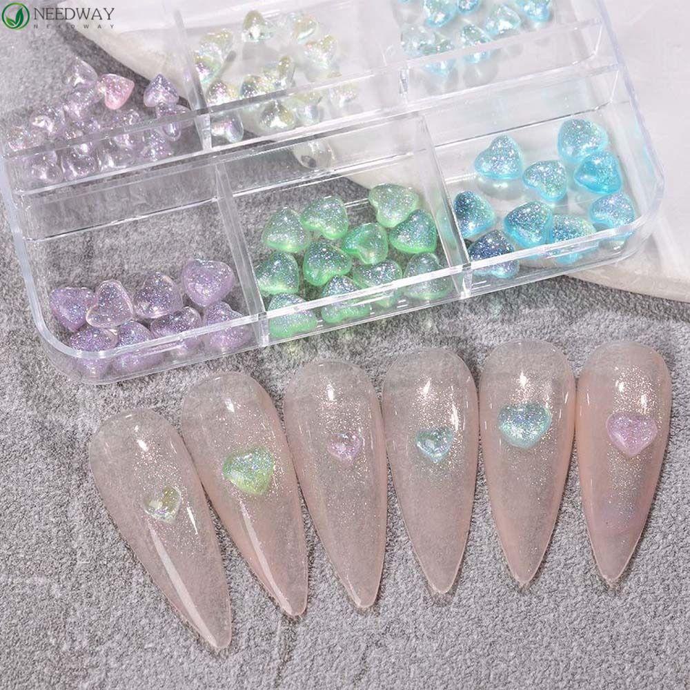 Needway Aurora Hiasan Kuku Fashion Korea Pesona Kuku Cinta Hati Resin Hiasan Kuku Perhiasan Kuku