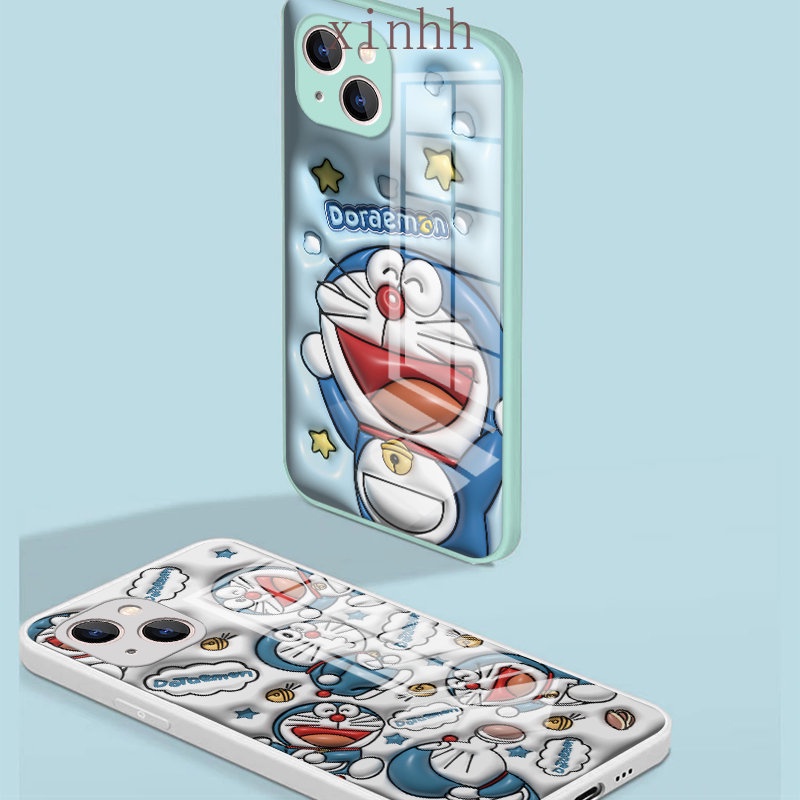 IPHONE Casing Hard Kaca 3D Datar Doraemon A Dream Cocok Untuk Iphone14 13 12 11 Pro Max Cat Metalik Kartun Anime Printing Casing Pelindung