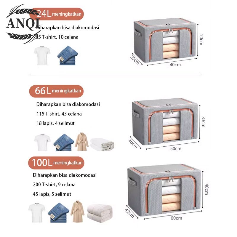 ANQI 1888 kotak penyimpanan pakaian serbaguna / mainan box tahan lembab / storage box baju besar organizer