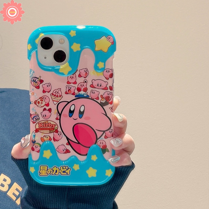 IPHONE 3d Ice Cream Kartun Lucu Kirby Case Kompatibel Untuk Iphone14 11 13 12 Pro Max XR 7Plus 8Plus X7 8 Plus XS Max Shockproof Bintang Lembut Tpu Phone Cover