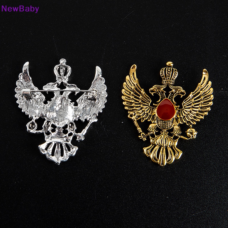 Newbaby Retro Wing Metal Pin Vintage Eagle Badge Bros Mahkota Kerah Pin Pria Aksesori ID