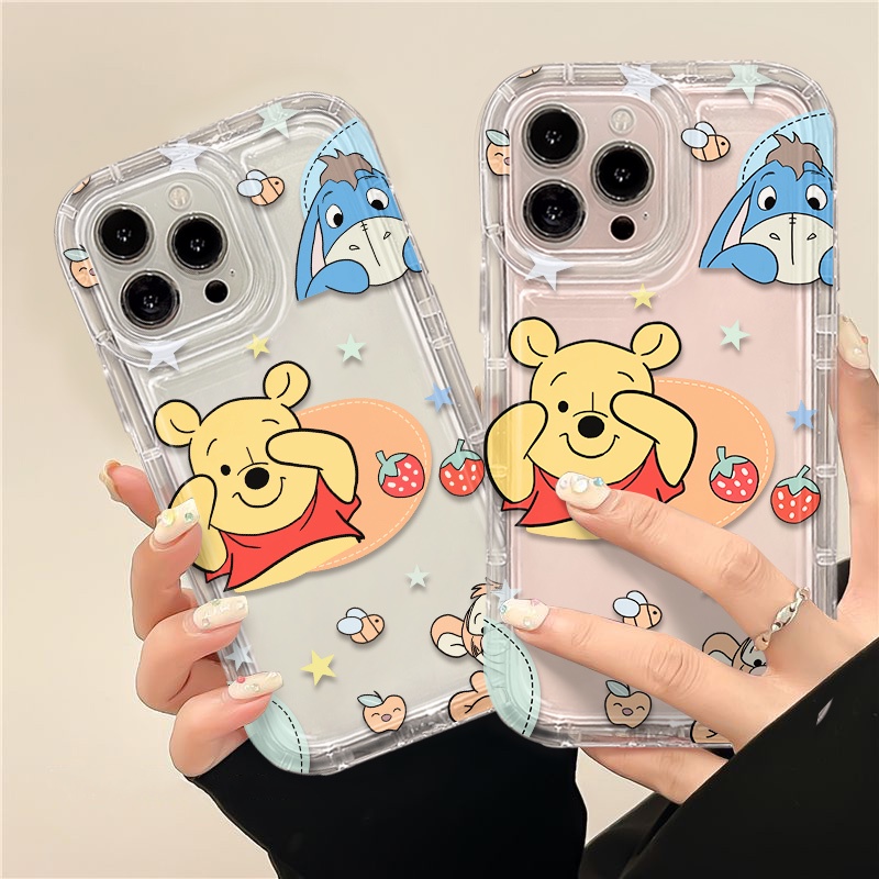 IPHONE Cute Bear Transparan Lembut Casing Ponsel Kompatibel Untuk Iphone14 13 11 12 Pro XS Max X XR 7+ 8plus Casing TPU Silikon Shockproof Cover