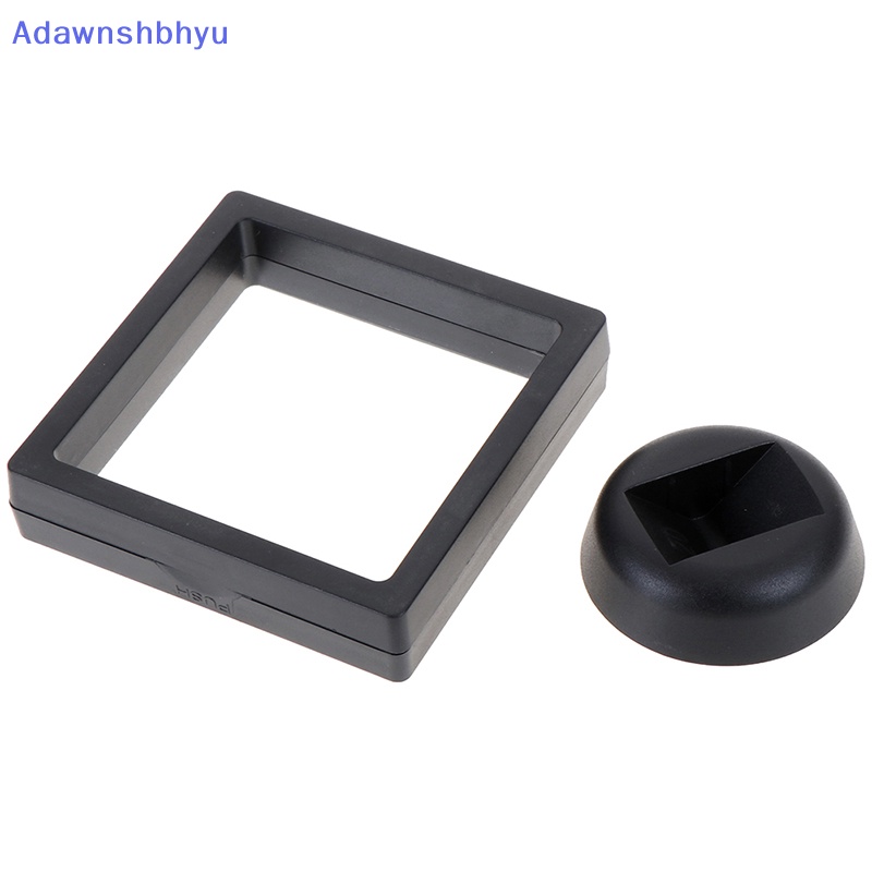 Adhyu 90*90mm Hitam 3D floag Perhiasan Koin display frame holder Kotak case w/ stand ID