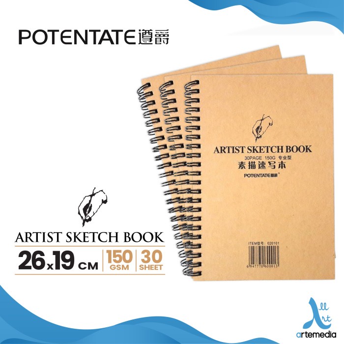 

POTENTATE Artist Sketch Book 30 Sheets 260x190mm 150gsm Spiral