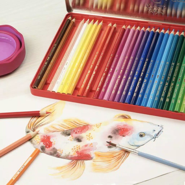 

Pensil Warna Faber Castell 36 Water colour Kemasan Kaleng Tin Case