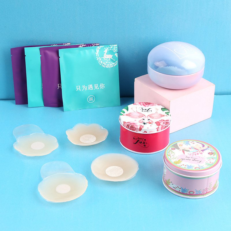 2 Pcs Nipple pad silicone reusable Bra tempel silikon Penutup puting payudara Nipple cover washable Niple pad Invisible Bra pad silicon bh Nipple shield Stiker puting Self Adhesive Nipple Sticker Sweatproof Penutup Puting Gel silika bunga/bulat AL104
