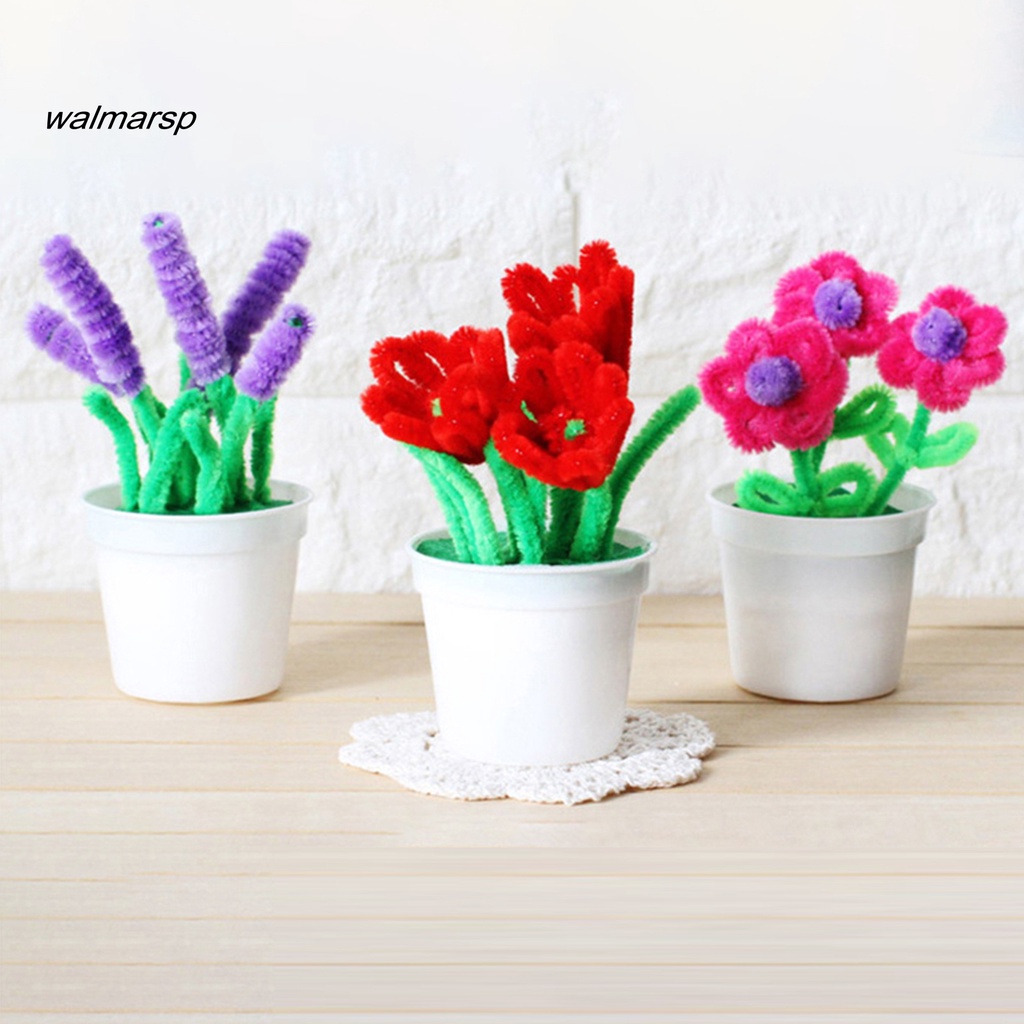 Walmarsp 100 Pcs Anak-Anak Pembersih Pipa Set Aneka Warna Fuzzy Panjang DIY Art Craft Fleksibel Pendidikan Paud Anak Chenille Batang Mainan Edukasi Hadiah