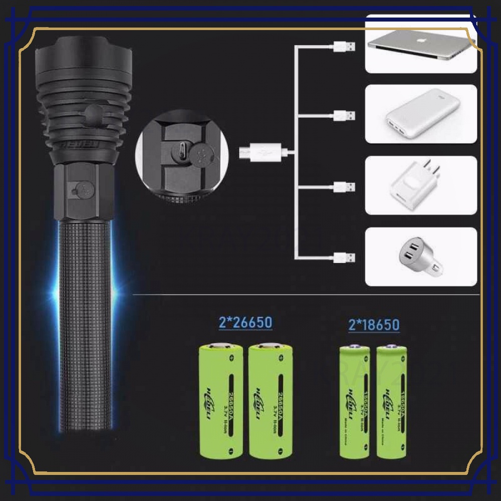 Senter LED Flashlight USB Rechargeable XHP90.2 - JHS522X