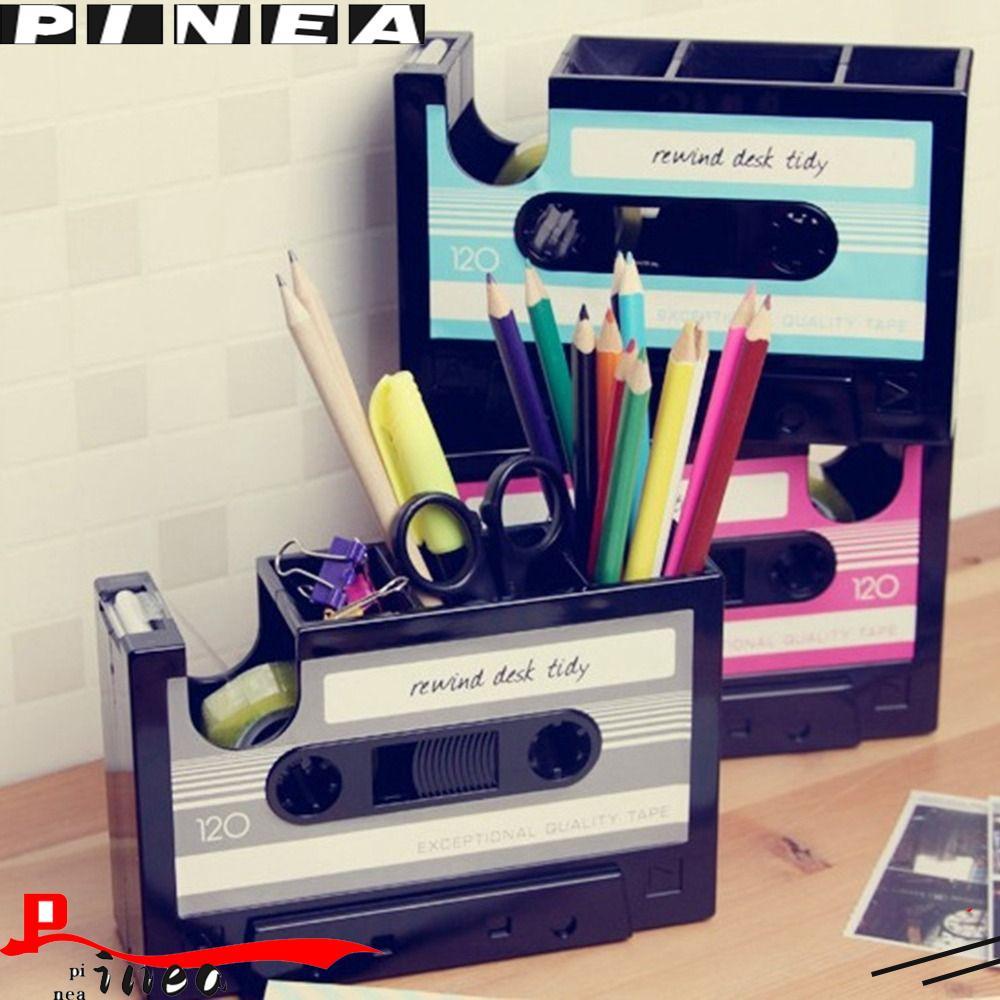 Tempat Pulpen Nanas Dispenser Tape Retro Dengan Wadah Penyimpanan Pemotong Dasar Tape