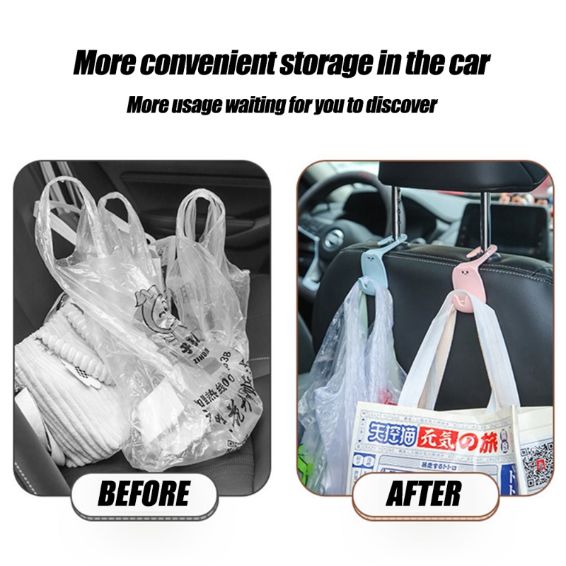 2pcs Universal Car Cartoon Hooks/ Lovely Double-Hook Tas Dompet Kain Gantungan Kursi/ Gantungan Kunci Hook Gantung Aksesoris Mobil