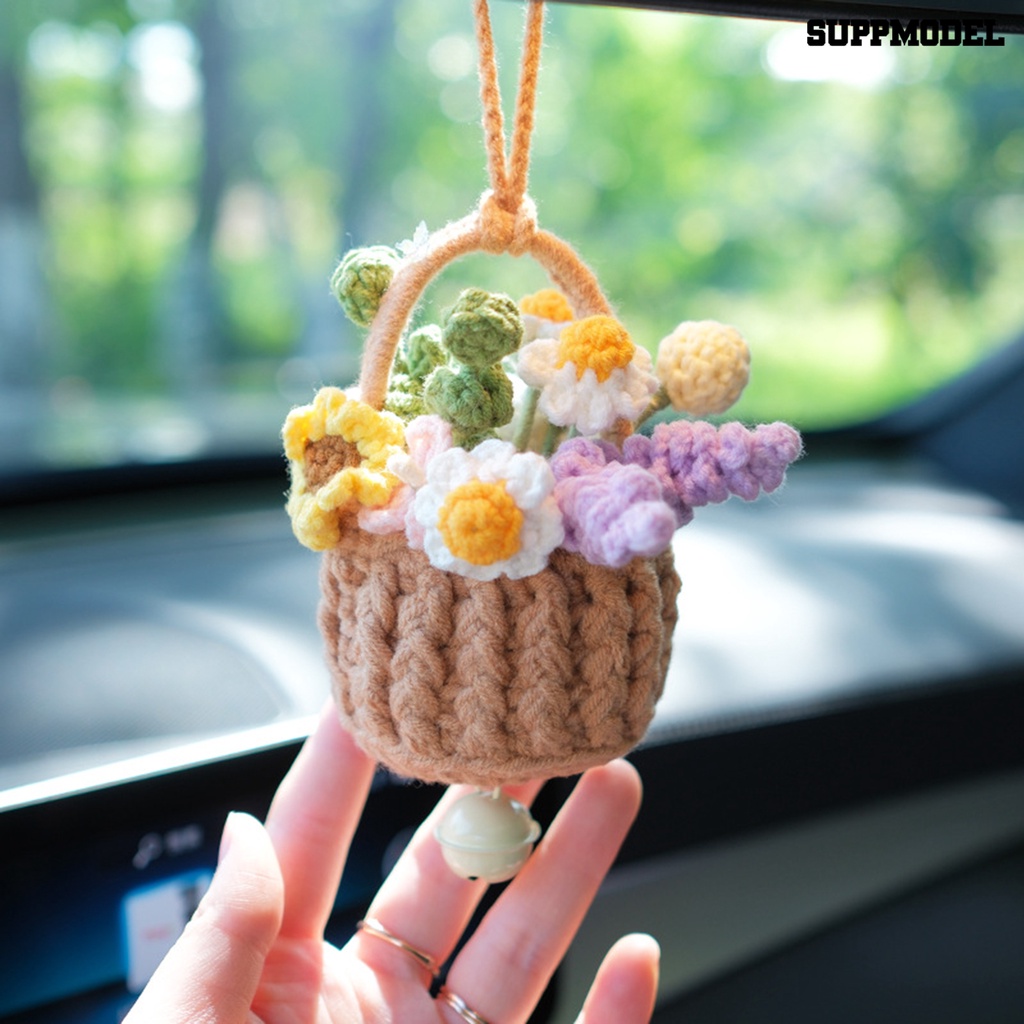 [SM]Crafted Floral Car Pendant Rose Sunflower Basket Charm Untuk Mobil Dekorasi Rumah Kantor Hadiah Yang Sempurna