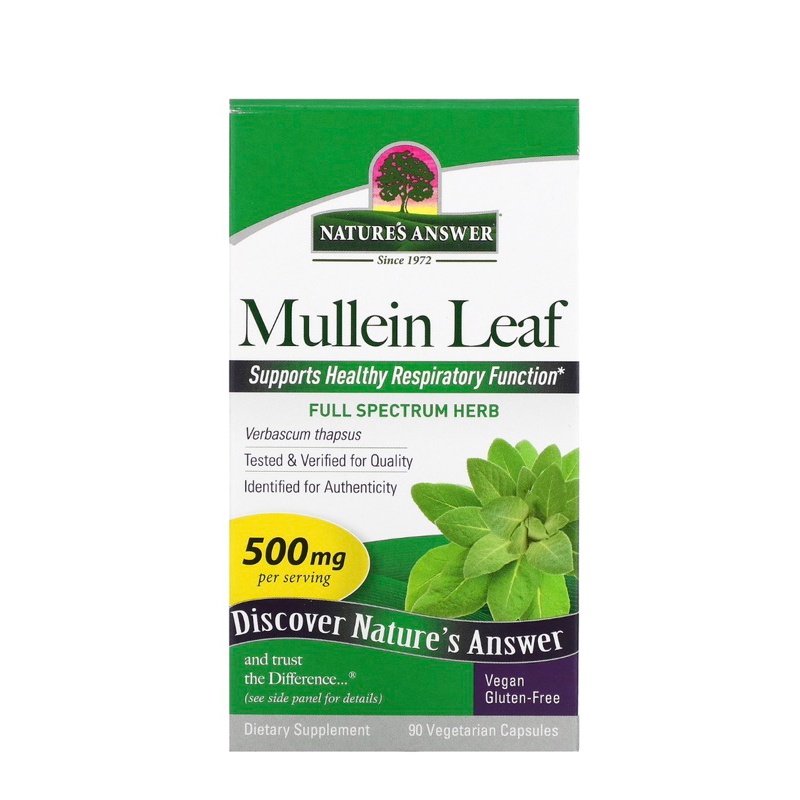 Natures Answer Mullein Leaf 500 mg Vegetarian Capsules