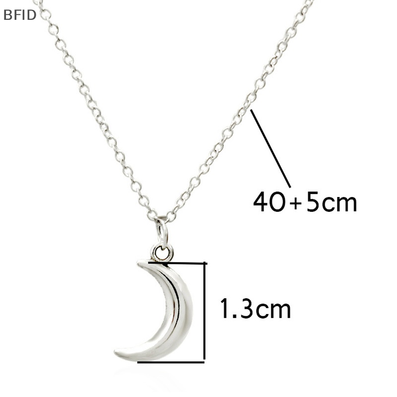 [BFID] Kalung Liontin Bulan Sederhana Lucu Untuk Wanita Bohemia Warna Silver Rantai Choker Necklace Metal Jewelry [ID]