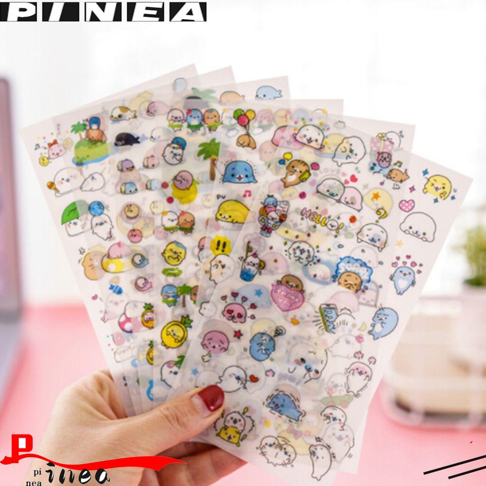 Nanas 6pcs /set Stiker Lucu Ala Jepang Stationery Animal